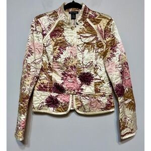 Vintage Madison Studio Old Money Quilted‎ Silk-Blend Jacket Size 4 Elegant Luxe